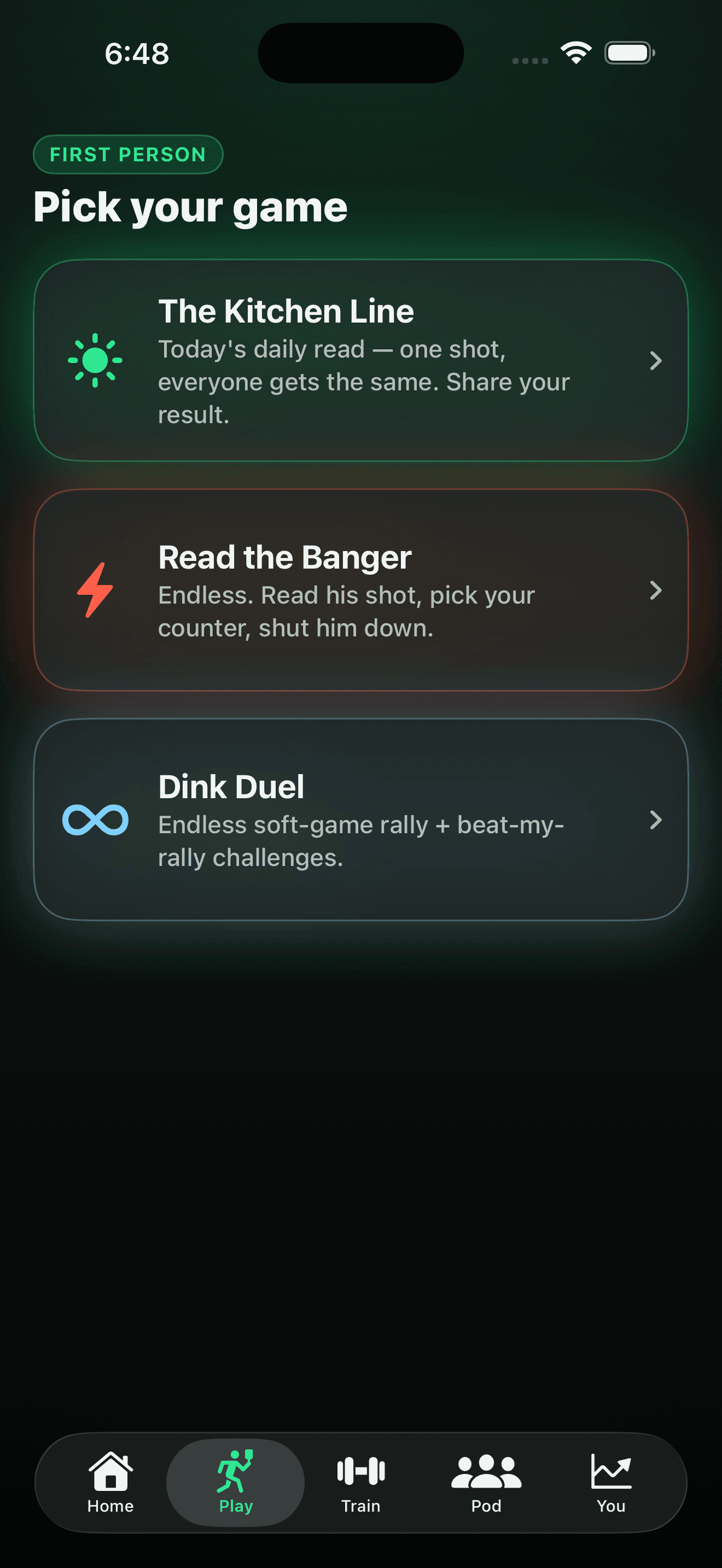 Pick your game — The Kitchen Line, Read the Banger and Dink Duel