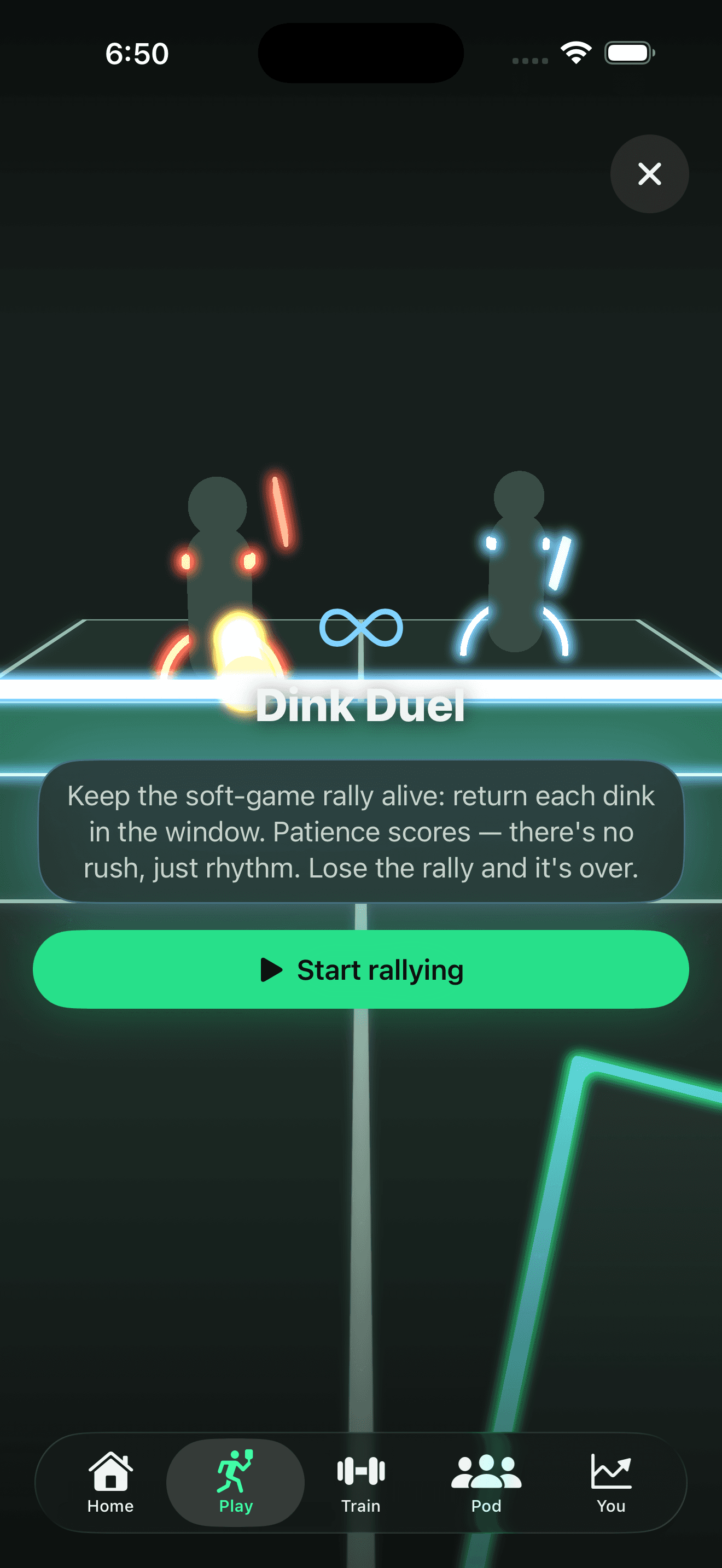 Dink Duel — keep the soft-game rally alive on the night court